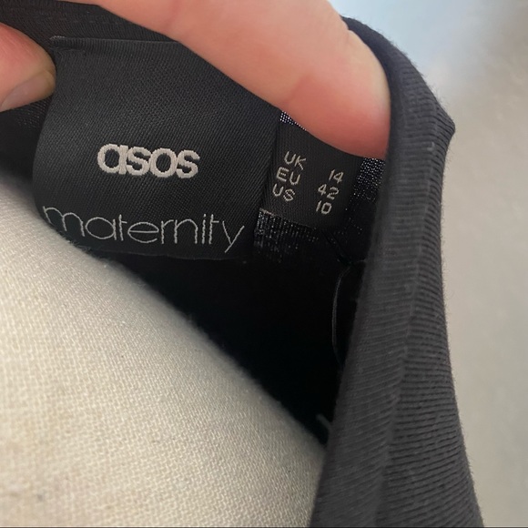 ASOS Maternity Black Peplum Short Sleeve Dress Size US 10 NWT - Picture 7 of 7